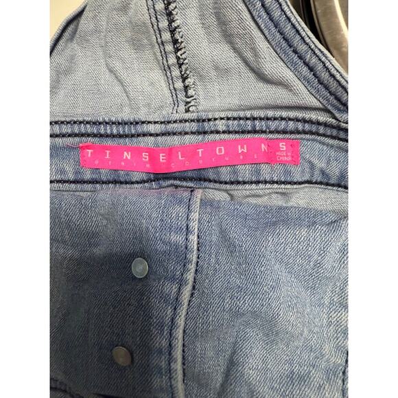 Tinseltown Jean Overalls Women's Size Small Light Wash Acid Wash Low Straps Y2K - Picture 7 of 11